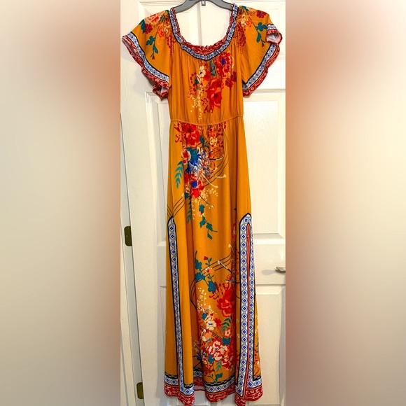 Flying Tomato Dresses & Skirts - Flying Tomato Yellow and Red Off Shoulder Maxi Dress Size Medium